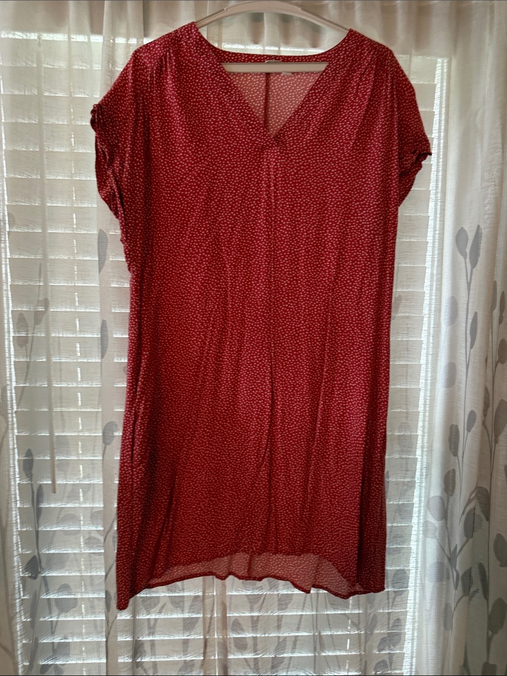 Women's Red V-Neck Casual Dress